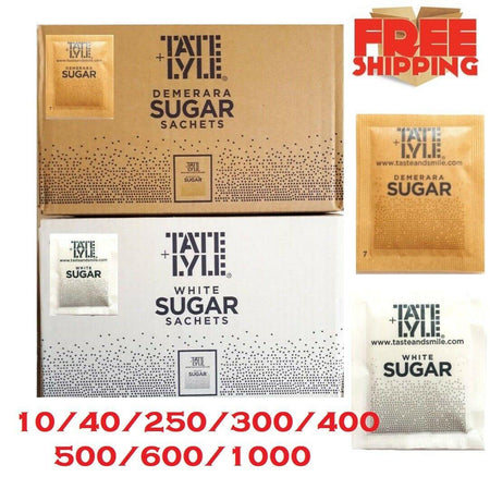 TATE & LYLE Pure Granulated Cane White and Brown Demerara Sugar Sachets - AB GROCERIES
