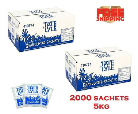 TATE & LYLE White Granulated Sugar 2000 Individual Sachets Sticks - AB GROCERIES