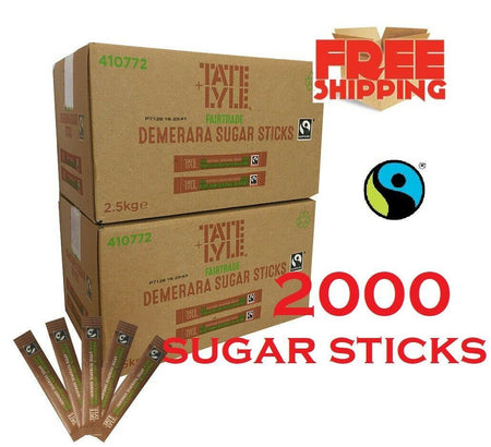 2000 Brown Sugar Granulated Sticks Sachets Fairtrade - AB GROCERIES