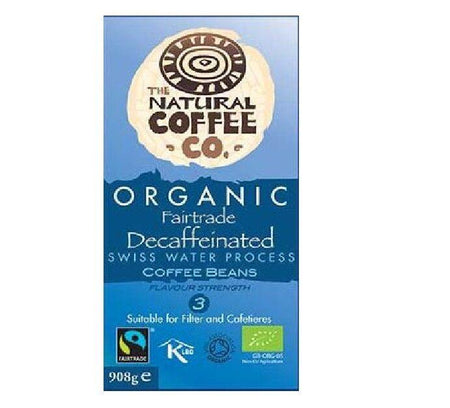 Organic Decaffeinated Whole Bean Coffee Swiss Water Processed 908g Free Delivery - AB GROCERIES