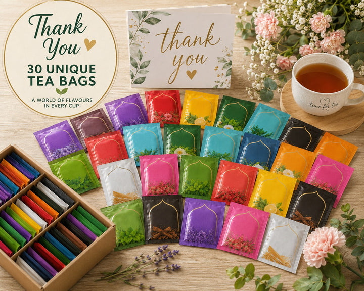 Unique Individually Wrapped Tea Bags Gift Box – 30 or 60 Different Tea Bags