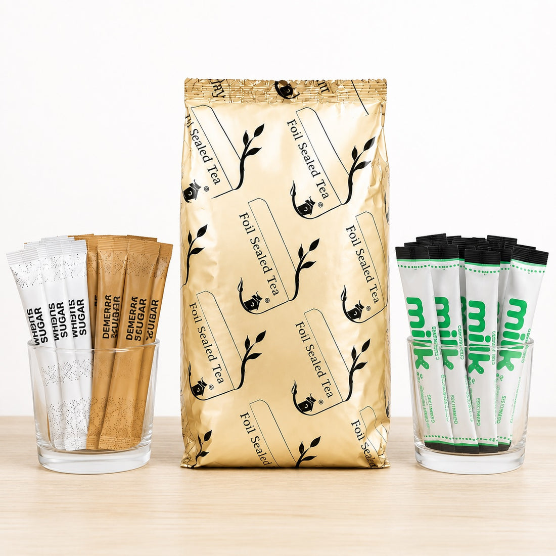 40 Cup Tea Kit with Milk | Foil Sealed Black Tea | 120 Items