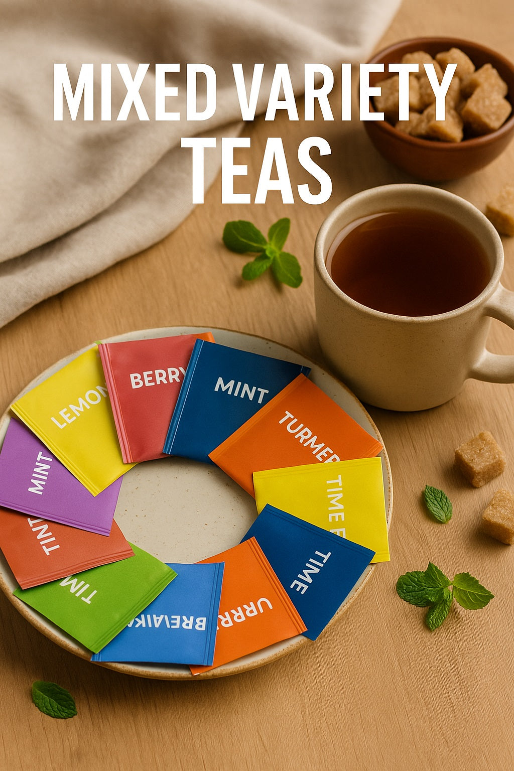 Mixed Tea Bags Refill Pack – Enveloped & Tagged | Black • Green • Herbal • Fruit • Relax • Healthy • Caffeine-Free (10/50/100/200)