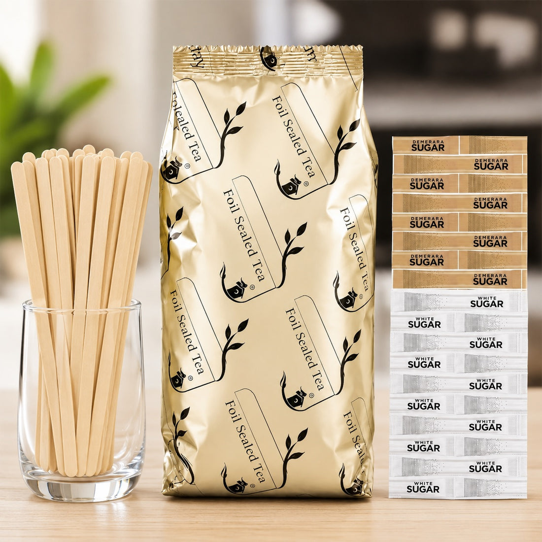 40 Cup Tea Kit with Stirrers | Foil Sealed Black Tea | 120 Items