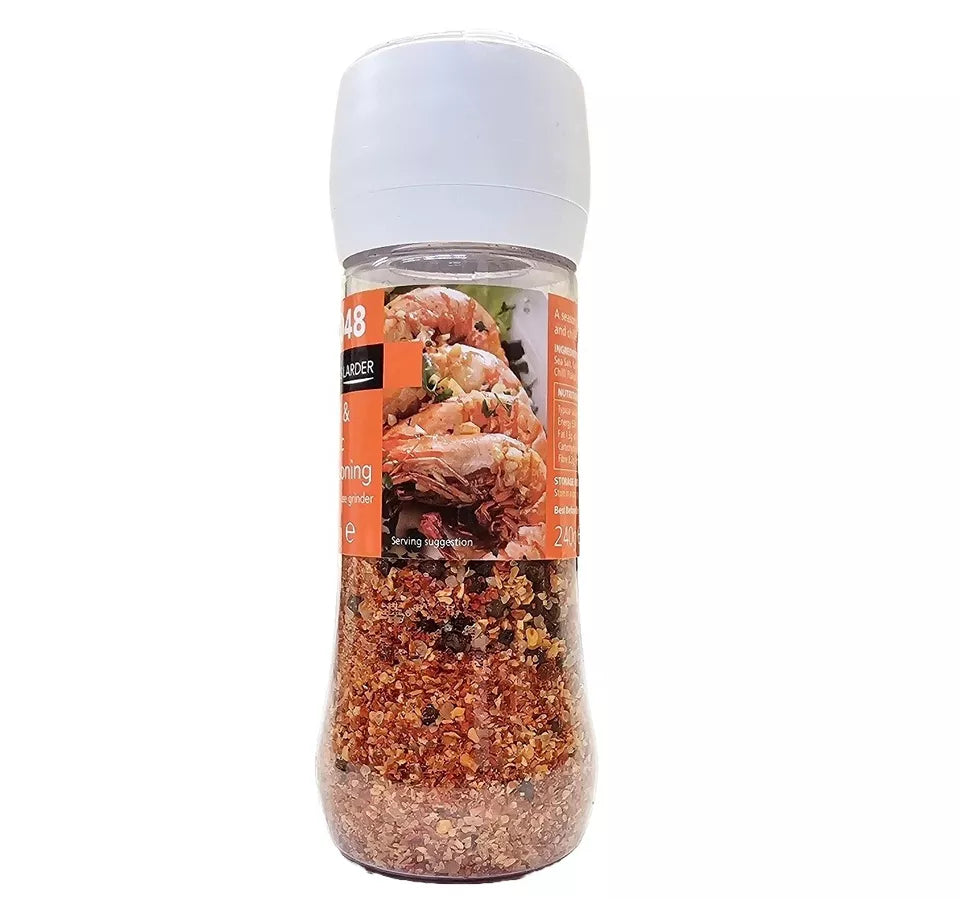 Chef's Larder Chilli Flakes & Garlic Sea Salt Black Pepper Seasoning Grinder