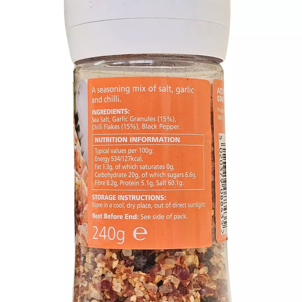 Chef's Larder Chilli Flakes & Garlic Sea Salt Black Pepper Seasoning Grinder