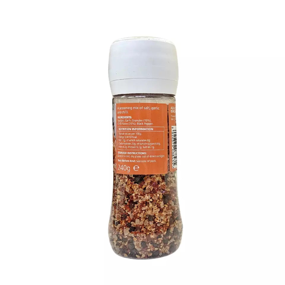 Chef's Larder Chilli Flakes & Garlic Sea Salt Black Pepper Seasoning Grinder