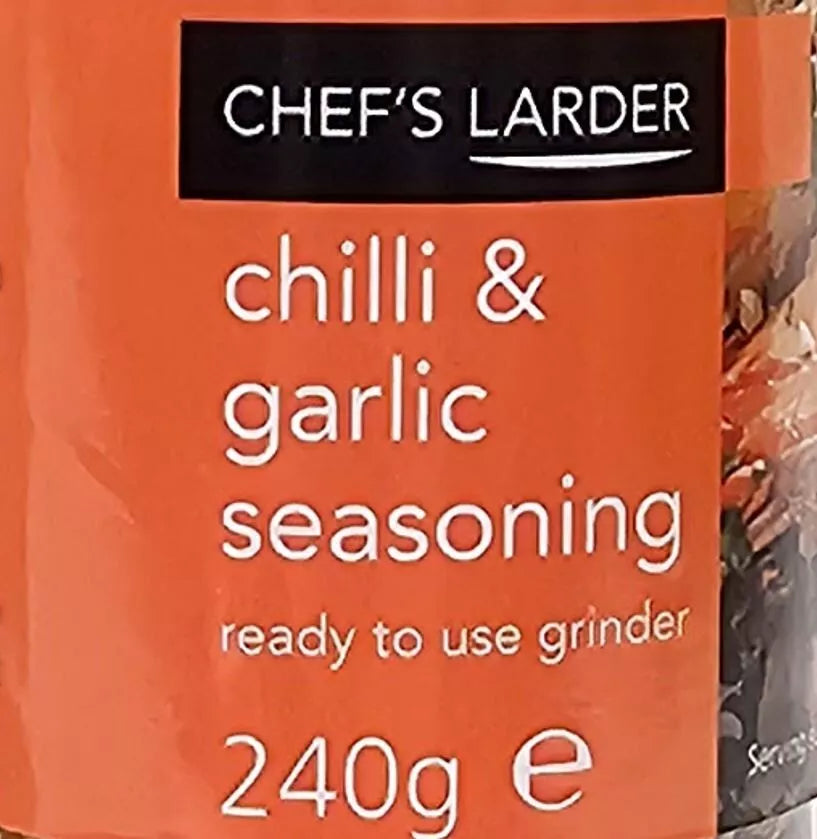 Chef's Larder Chilli Flakes & Garlic Sea Salt Black Pepper Seasoning Grinder