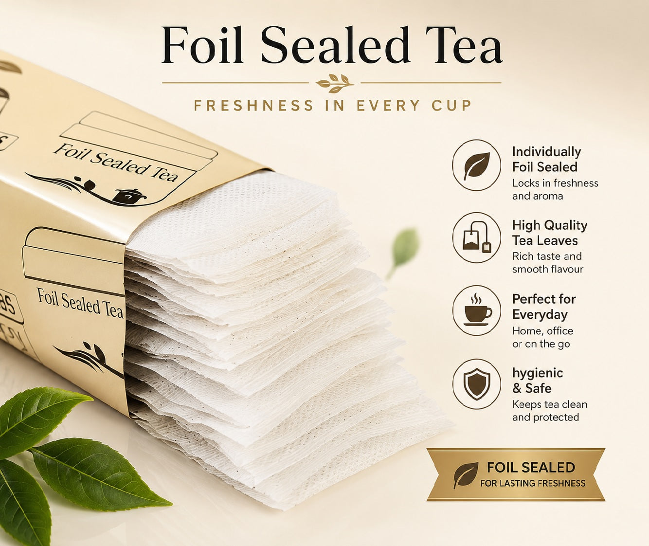 40 Cup Tea Kit | Foil Sealed Black Tea with Sugar | 80 Items