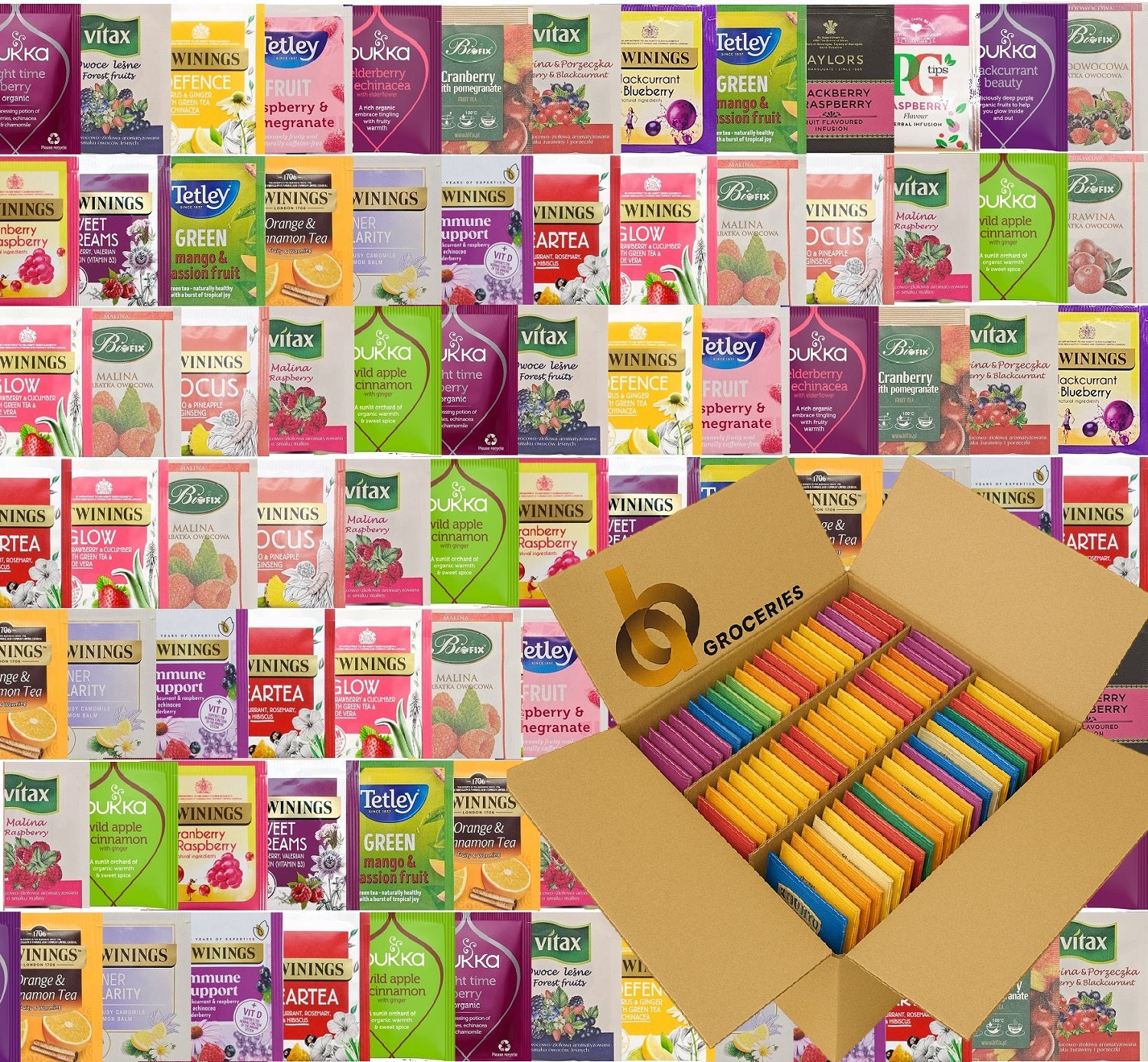 Mixed Tea Bags Refill Pack – Enveloped & Tagged | Black • Green • Herbal • Fruit • Relax • Healthy • Caffeine-Free (10/50/100/200)