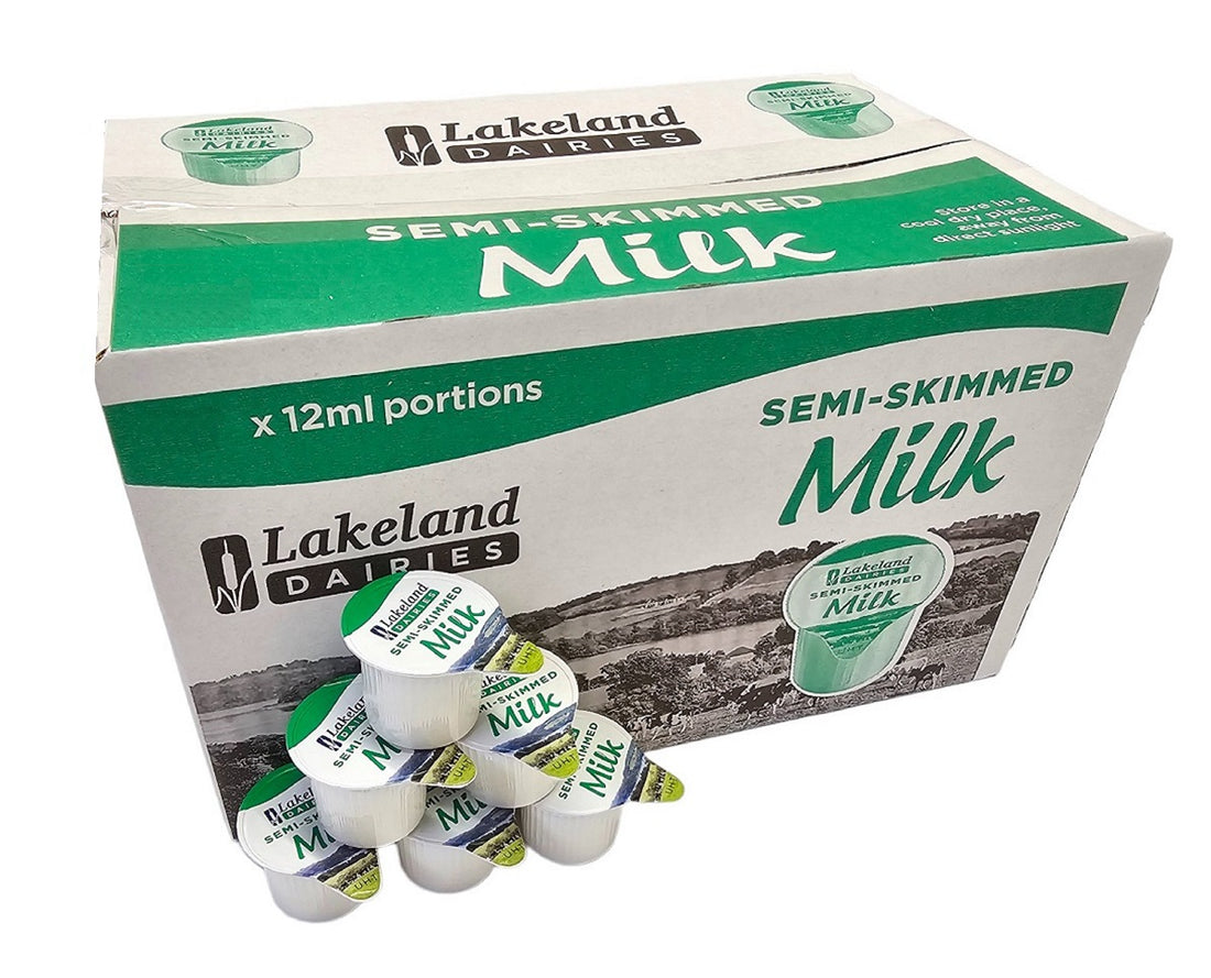 UHT Semi Skimmed Milk Pots 12ml – Long Life Milk Portions for Tea & Coffee
