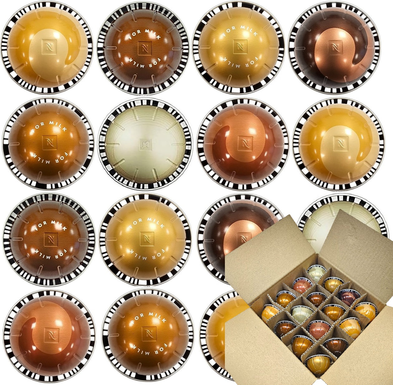 Nespresso VERTUO Coffee Machine Capsules Taster Set Various Flavours Selection in Compartment Box