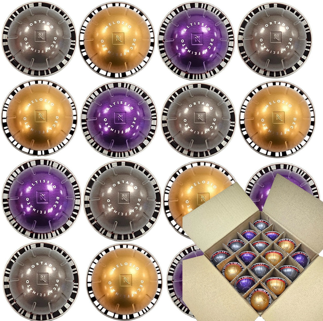 Nespresso VERTUO Coffee Machine Capsules Taster Set Various Flavours Selection in Compartment Box