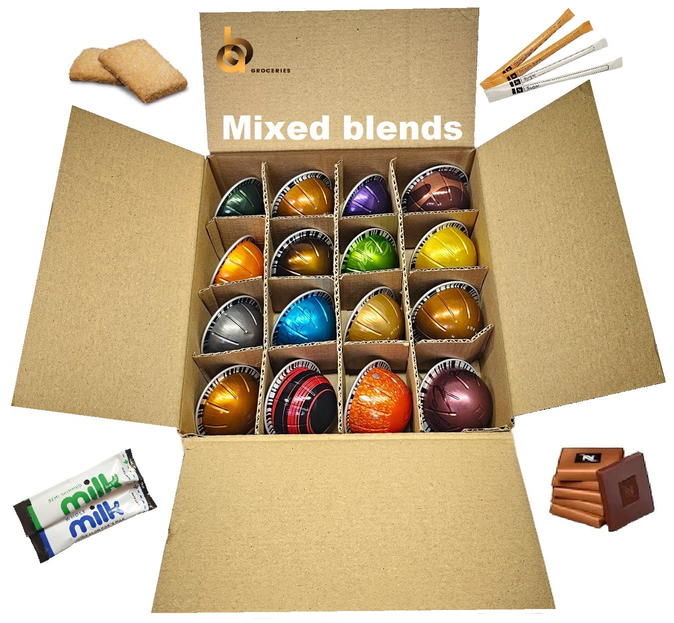 Nespresso VERTUO Coffee Machine Capsules Taster Set Various Flavours Selection in Compartment Box