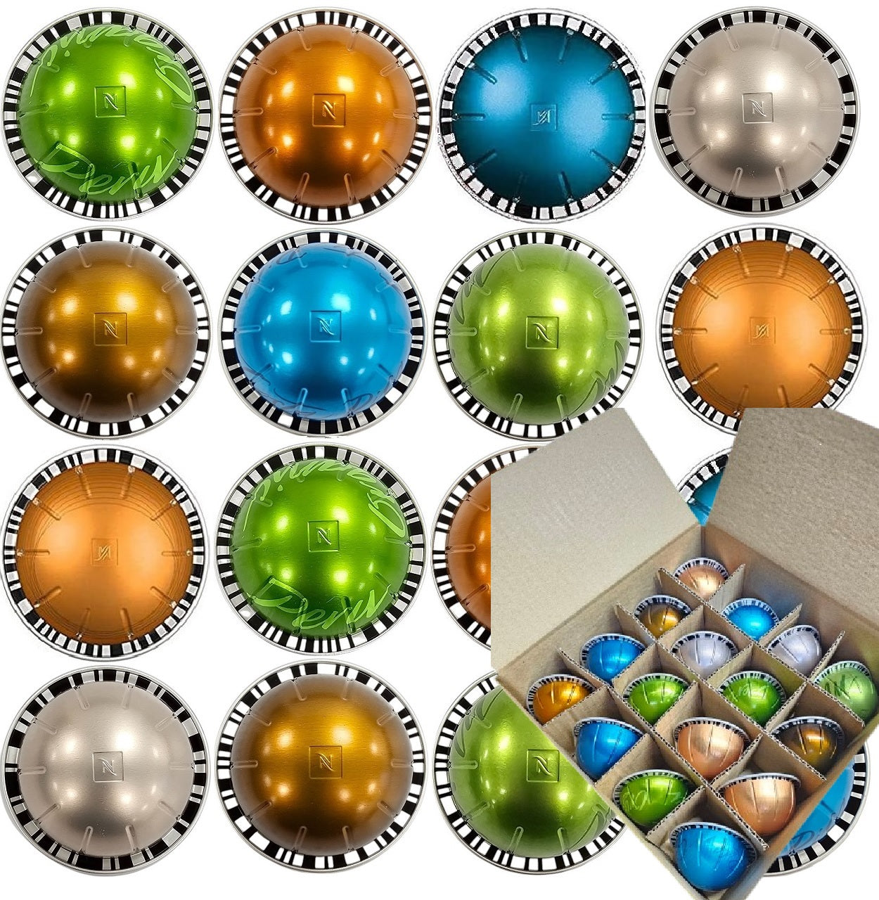 Nespresso VERTUO Coffee Machine Capsules Taster Set Various Flavours Selection in Compartment Box