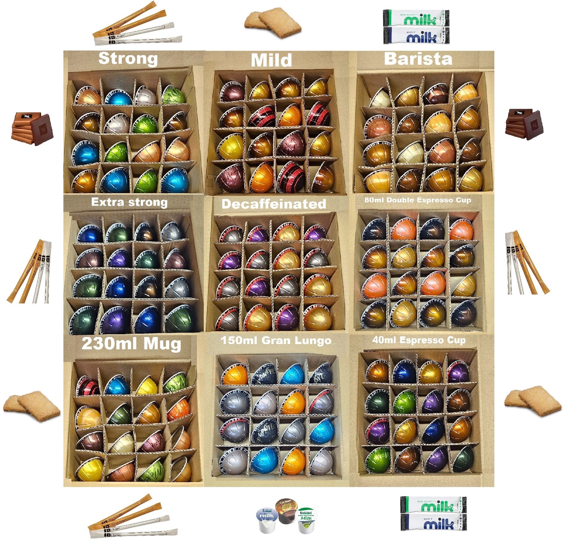 Nespresso VERTUO Coffee Machine Capsules Taster Set Various Flavours Selection in Compartment Box