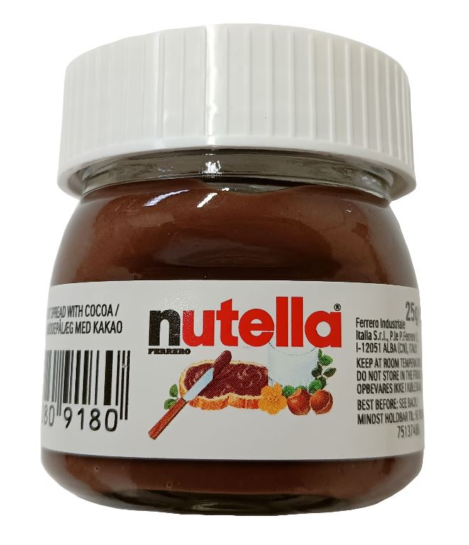 Nutella Spread Hazelnut 25g Individual Mini Glass Jars Chocolate Nougat Cream Oz