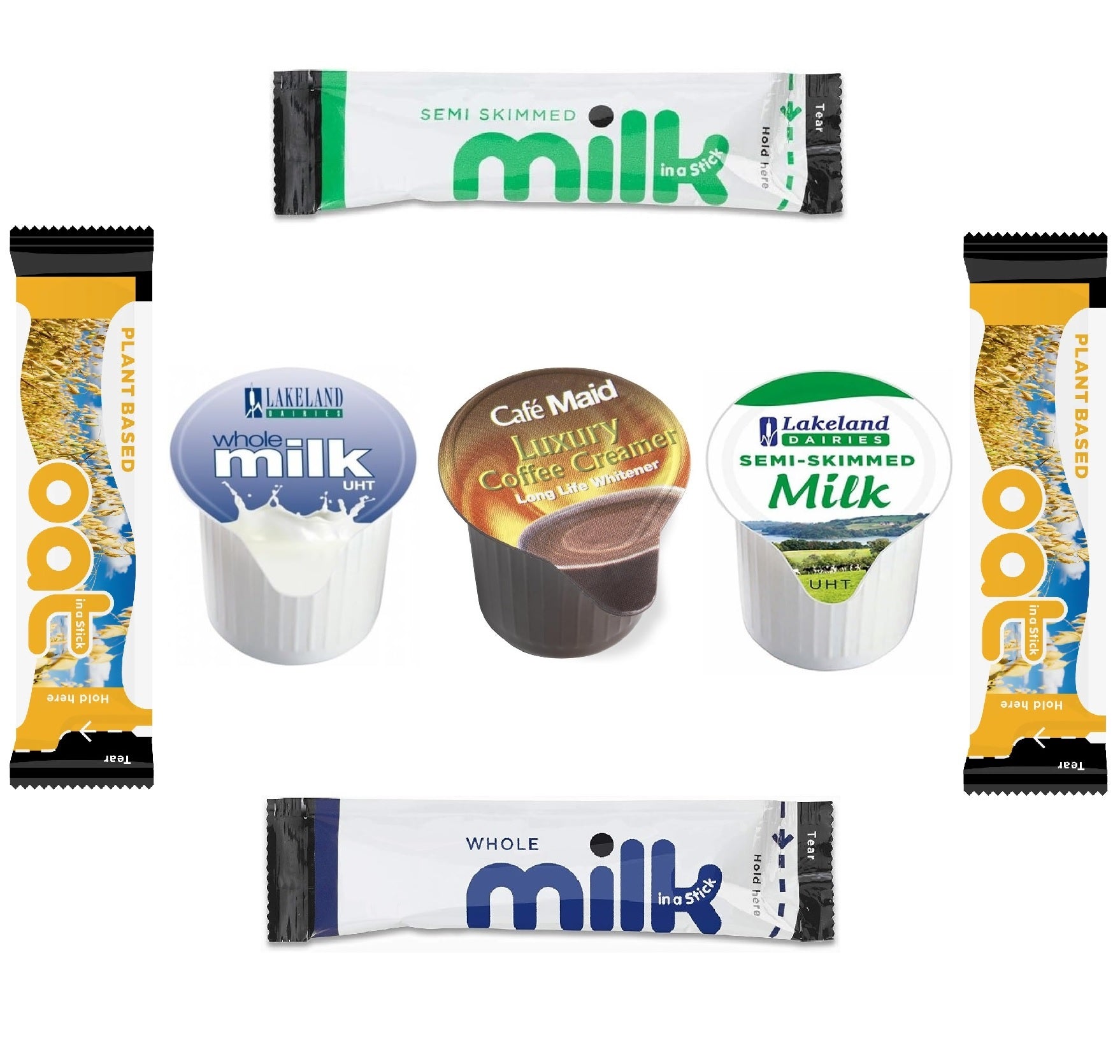 60x UHT Milk & Oat Drink Set – Sticks & Pots | Dairy & Plant-Based | No Fridge Needed