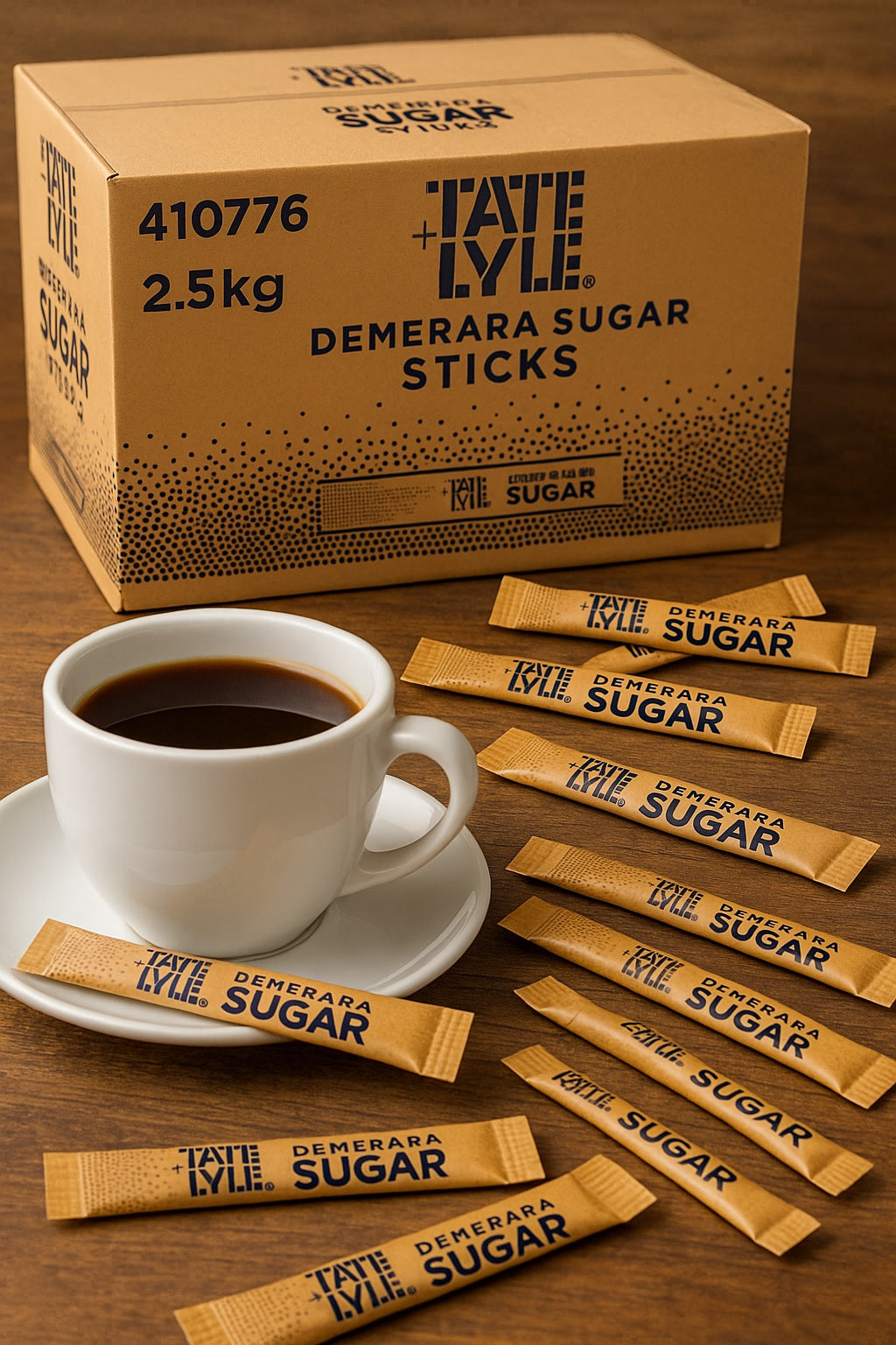 Tate & Lyle Brown Demerara Sugar Sticks – 1000 Sachets (2.5g Each) – 2.5kg Box