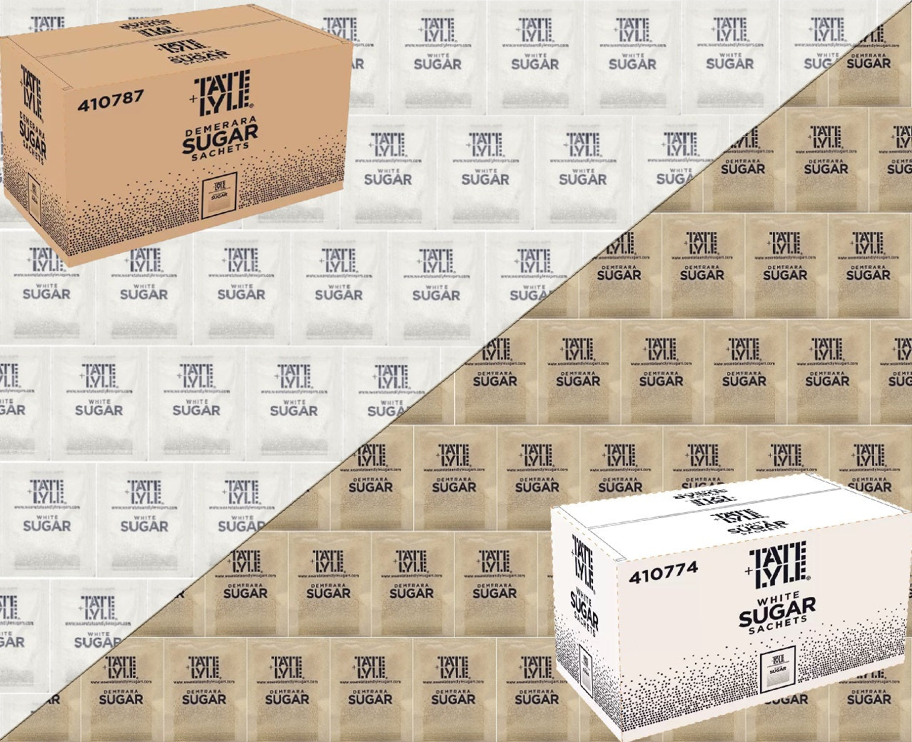 TATE & LYLE Pure Granulated Cane White and Brown Demerara Sugar Sachets