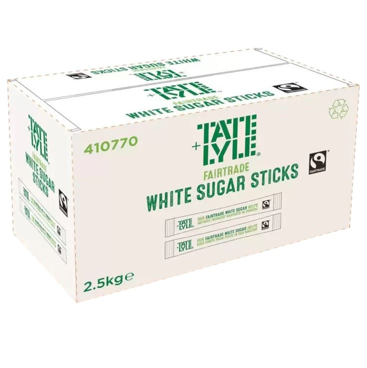Tate & Lyle Fairtrade Sugar Sticks – Individually Wrapped White & Brown Demerara | Catering, Office, Hotel, Café & Home Use