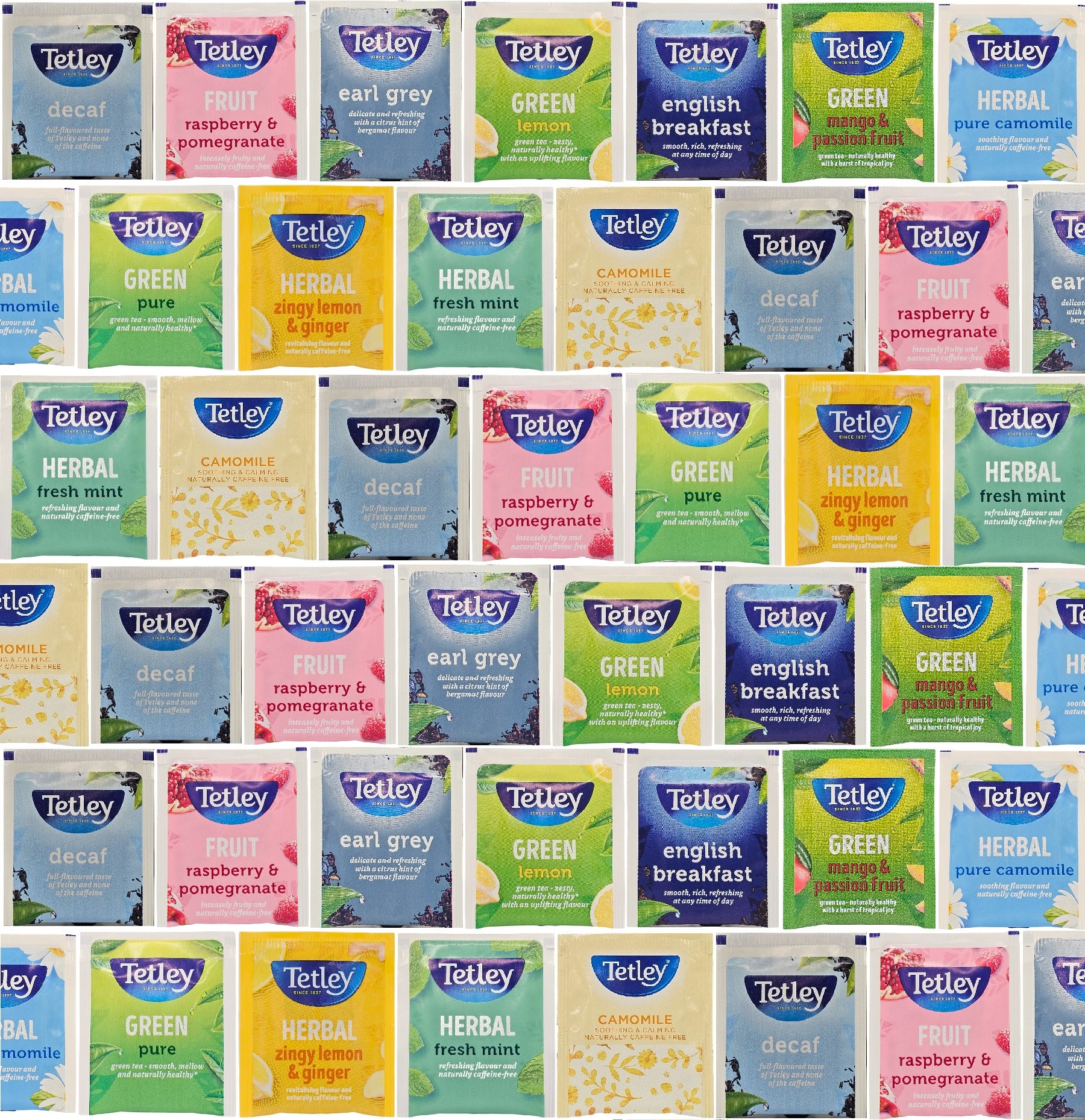 Tetley Tea Bags Individual Enveloped Sachets Tagged Classic Flavoured Selections