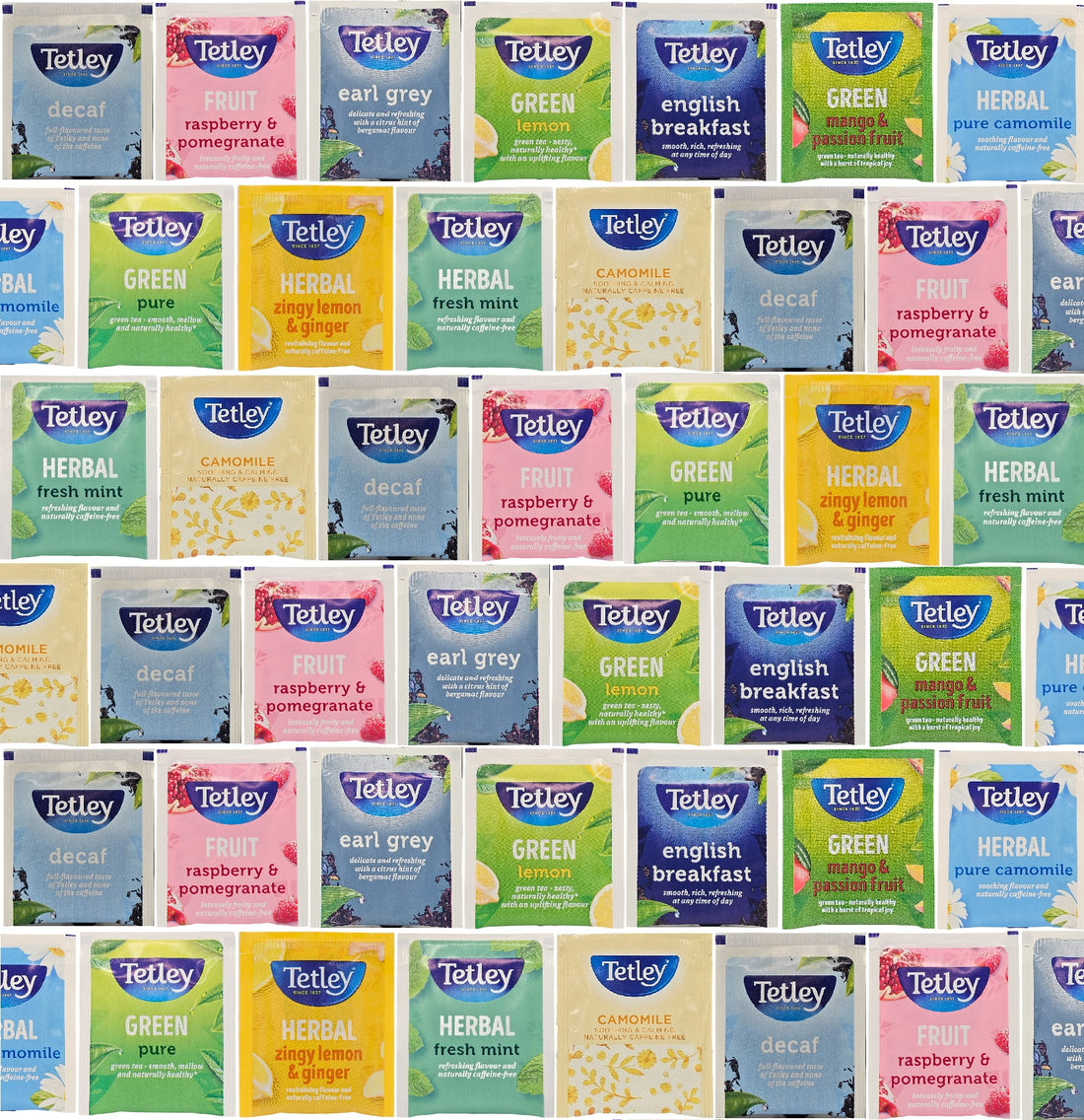 Tetley Tea Bags Individual Enveloped Sachets Tagged Classic Flavoured Selections