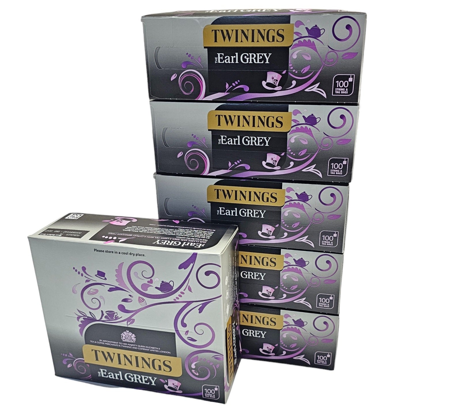 Twinings Earl Grey String & Tag Tea Bags Sachets One Full Pack Box x100 Servings
