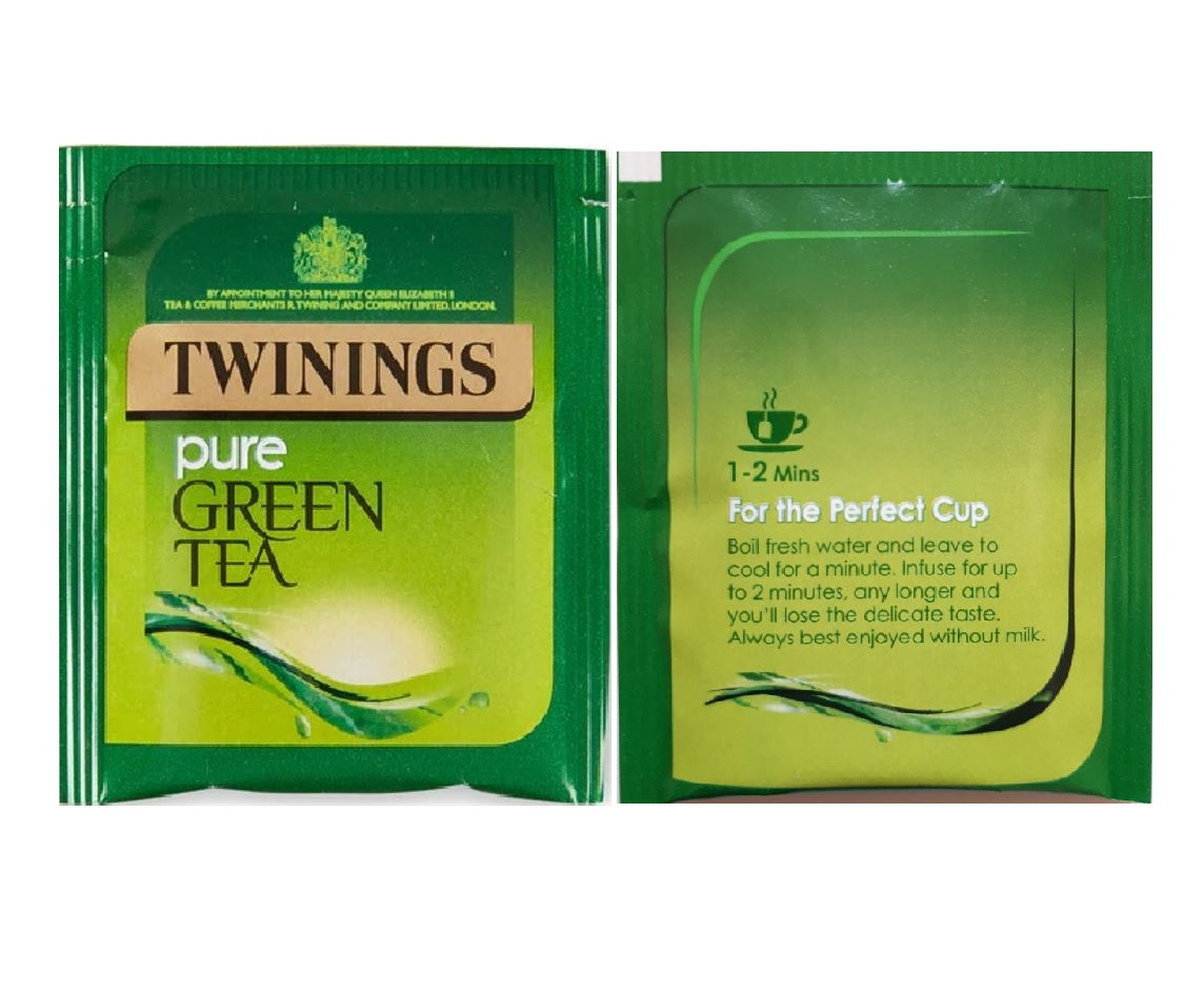 Twinings Pure Green Tea Bags Individually Enveloped Tagged Herbal Teas Sachets