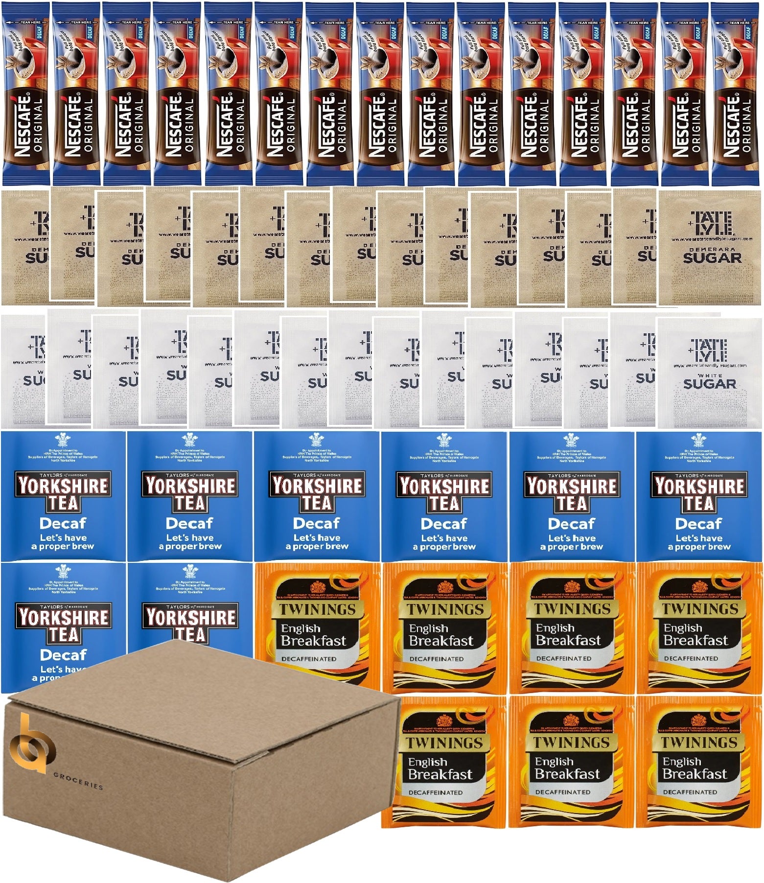 Tea Coffee Sugar Sachets Kit No Milk – Hospitality Tray Set 60 Pieces
