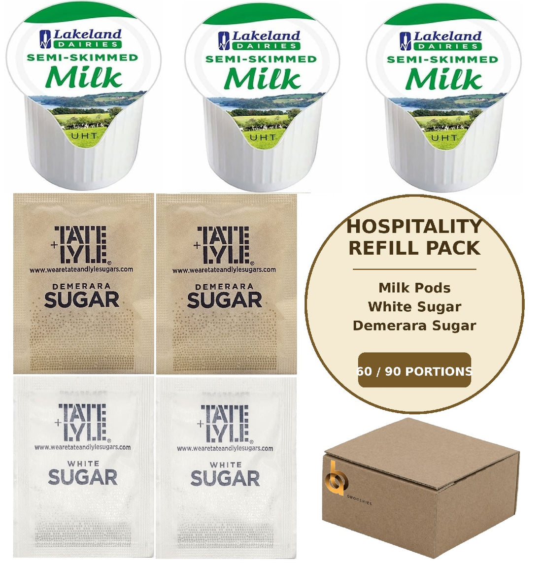 Milk Pods & Sugar Sachets Hospitality Tray Refill Pack (60 or 90 Portions)