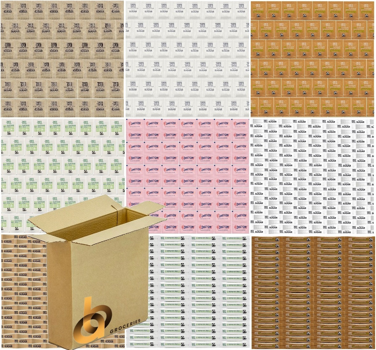 Hotel & Catering Sugar Set – 450 Sachets & Sticks | Tate & Lyle Fairtrade White, Brown Demerara + Sweetener | Individually Wrapped for Tea, Coffee, Office & Events