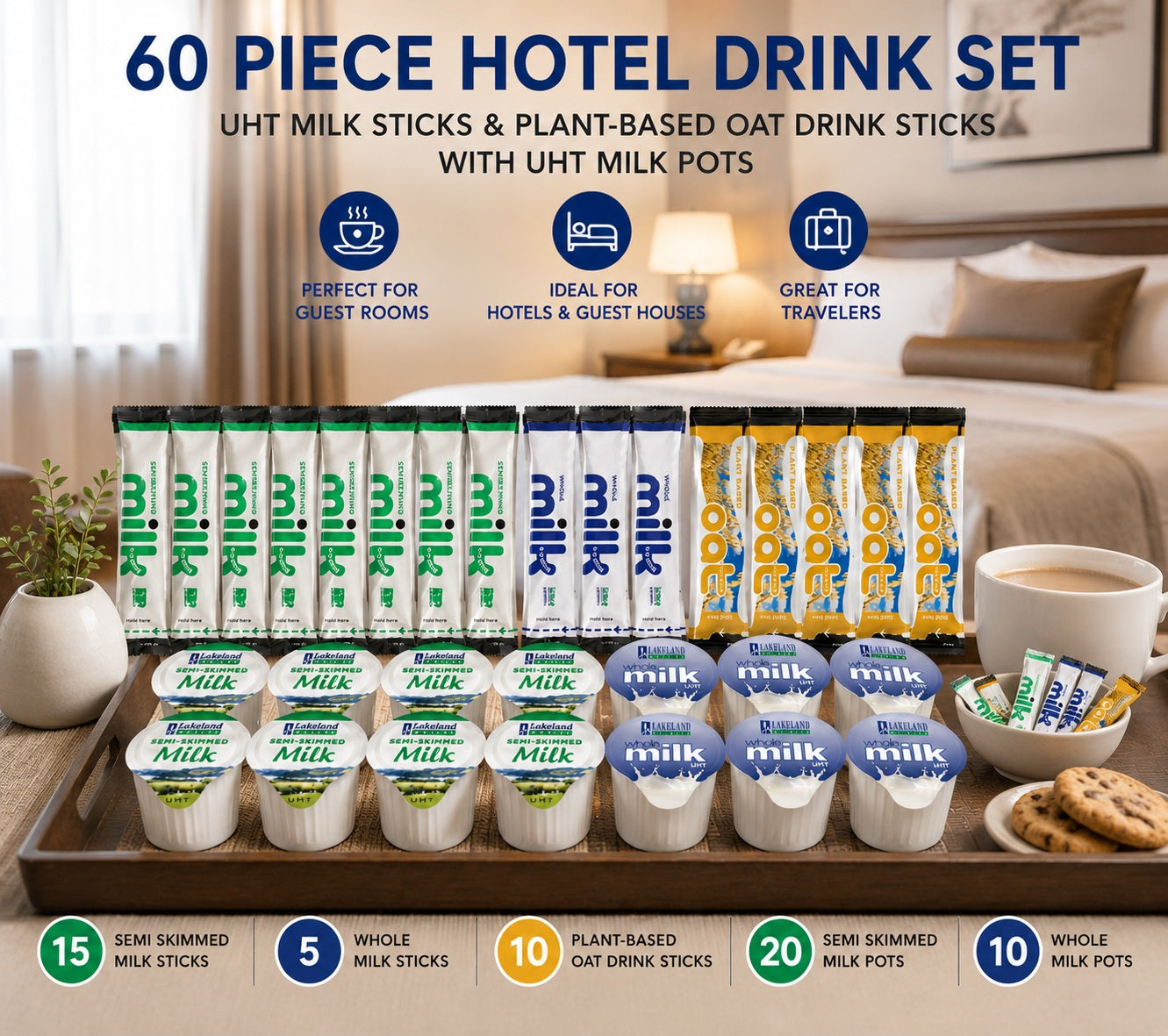 60 UHT Milk & Oat Drink Hospitality Set – Single Serve Portions