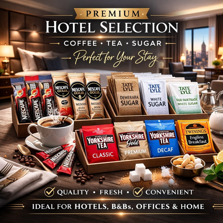 Tea Coffee Sugar Sachets Kit No Milk – Hospitality Tray Set 60 Pieces