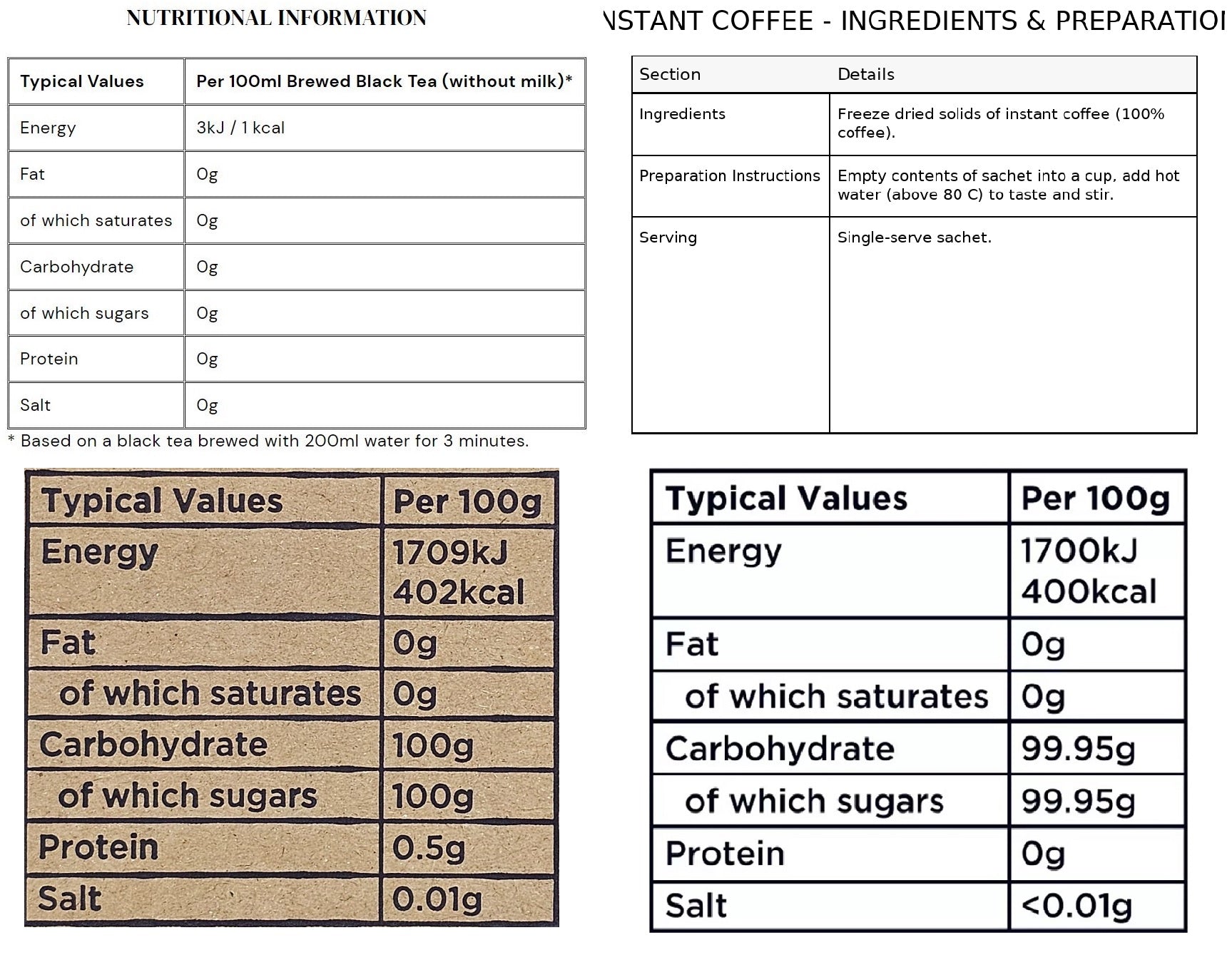 Tea • Coffee • Sugar Sachets Set — 160-Piece Hospitality Divider Box (Coffee, Black Tea, White & Brown Sugar)