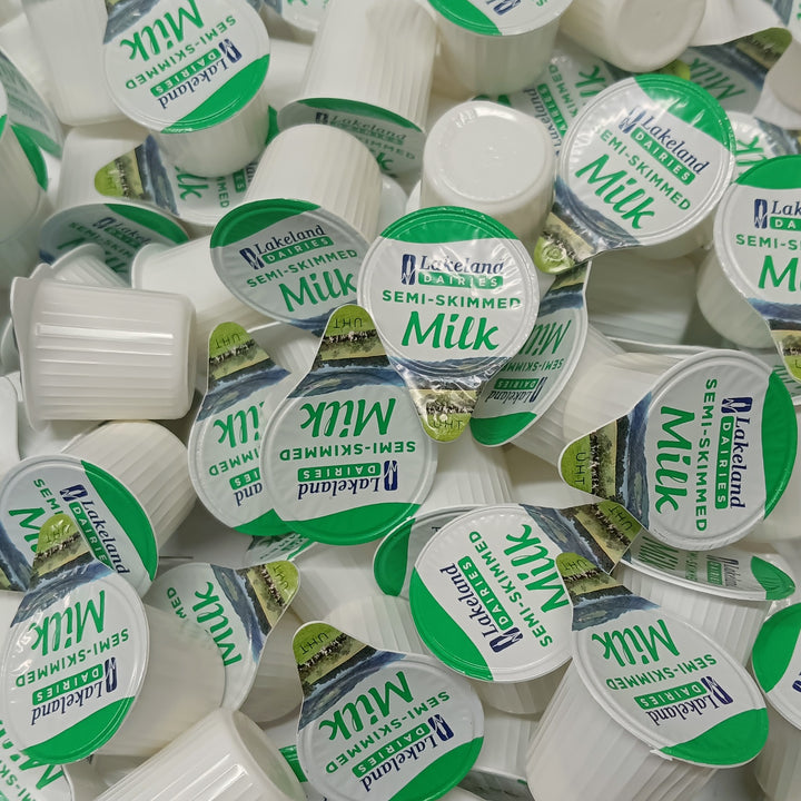 UHT Semi Skimmed Milk Pots 12ml – Long Life Milk Portions for Tea & Coffee
