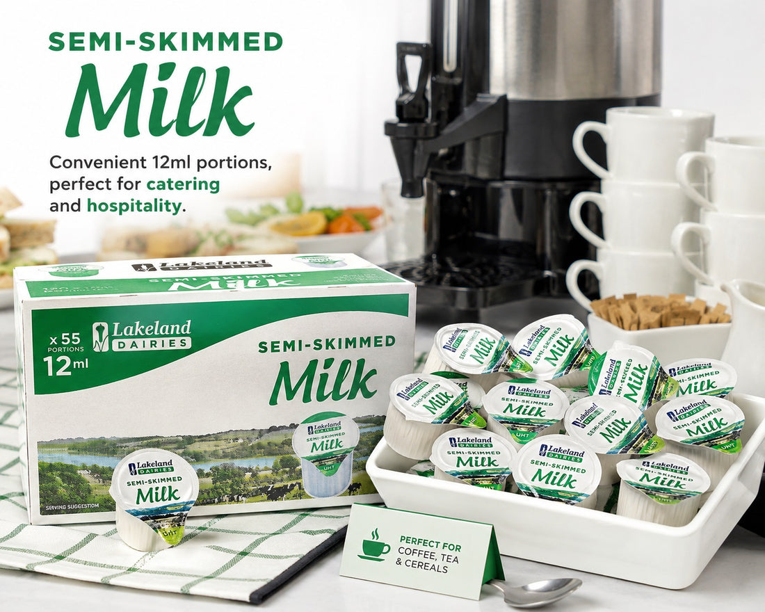UHT Semi Skimmed Milk Pots 12ml – Long Life Milk Portions for Tea & Coffee