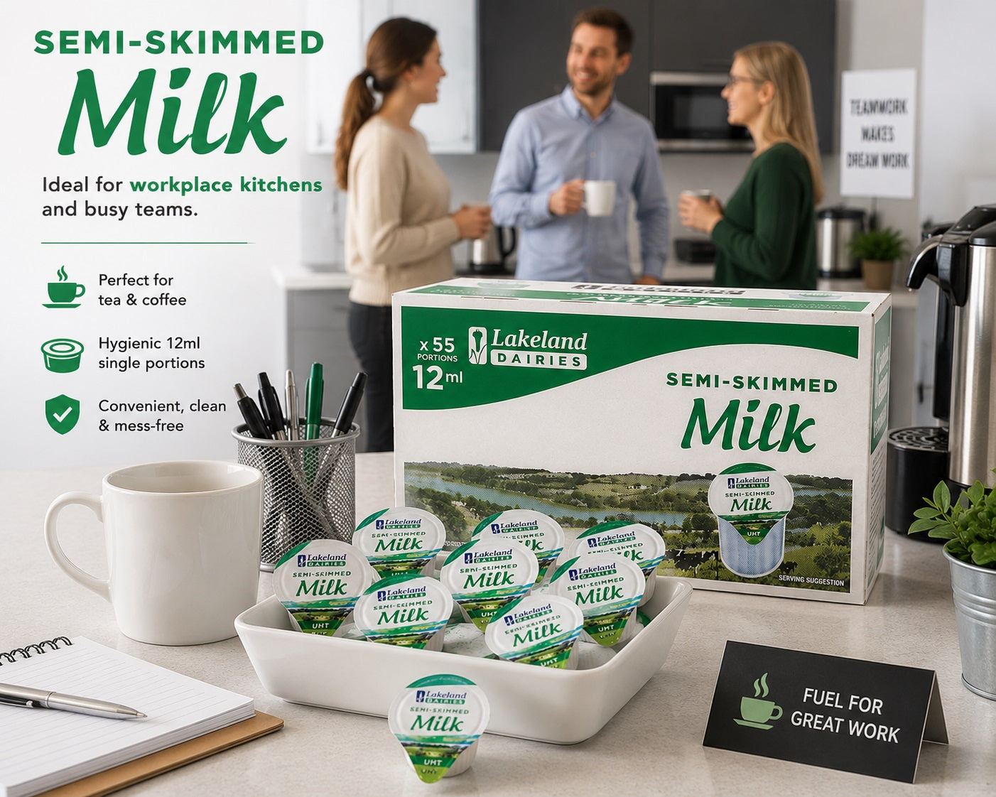 UHT Semi Skimmed Milk Pots 12ml – Long Life Milk Portions for Tea & Coffee