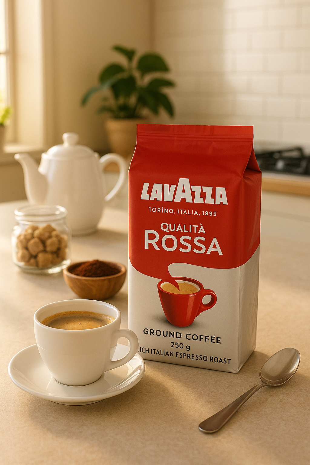 Lavazza Qualità Rossa Ground Coffee 250g – Medium Roast Italian Espresso Blend