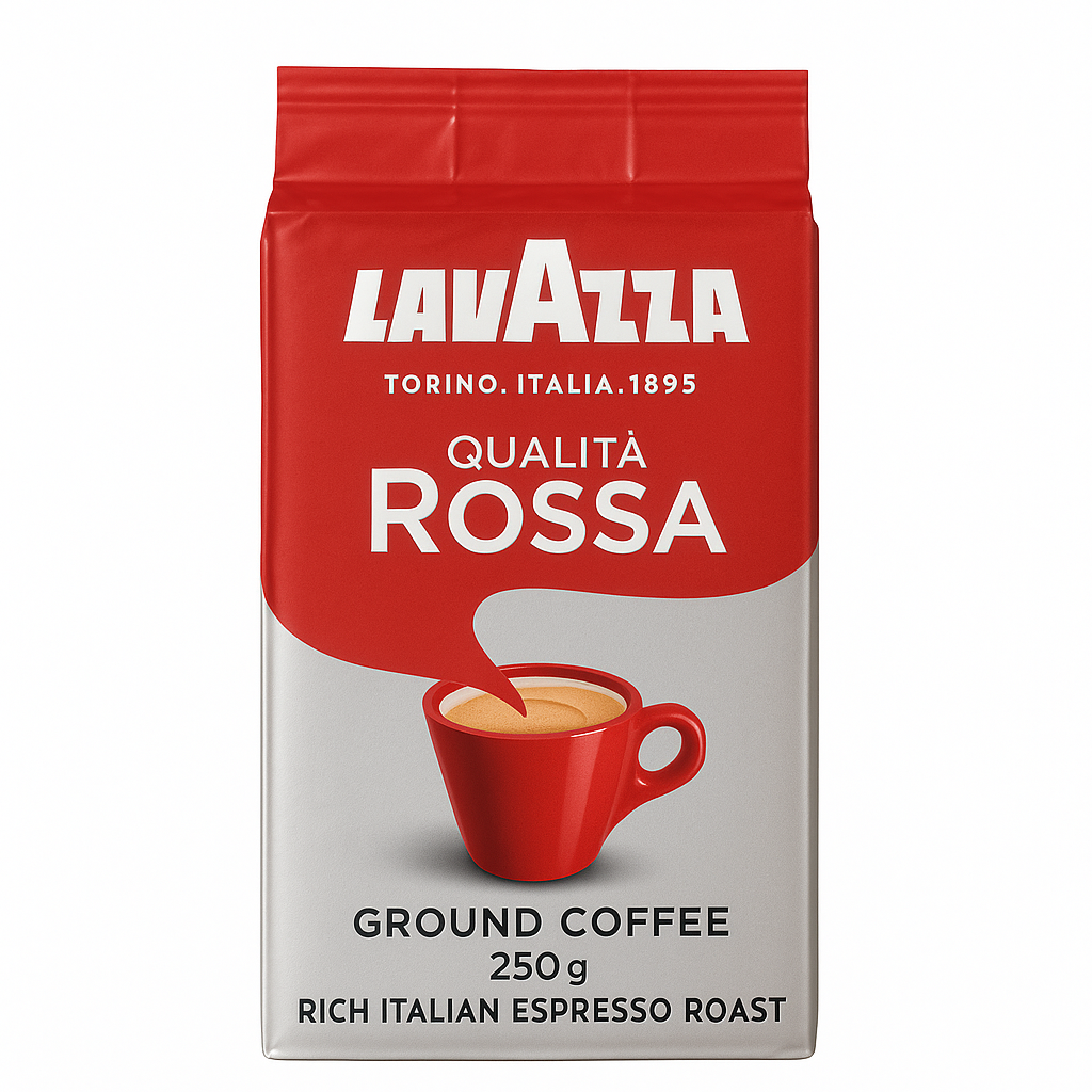 Lavazza Qualità Rossa Ground Coffee 250g – Medium Roast Italian Espresso Blend