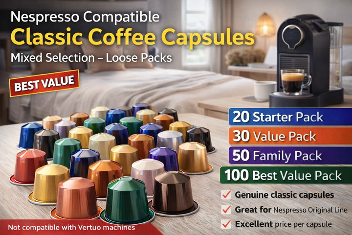 Nespresso Classic Coffee Capsules – Mixed Selection (Loose) 20, 30, 50 or 100 Pods