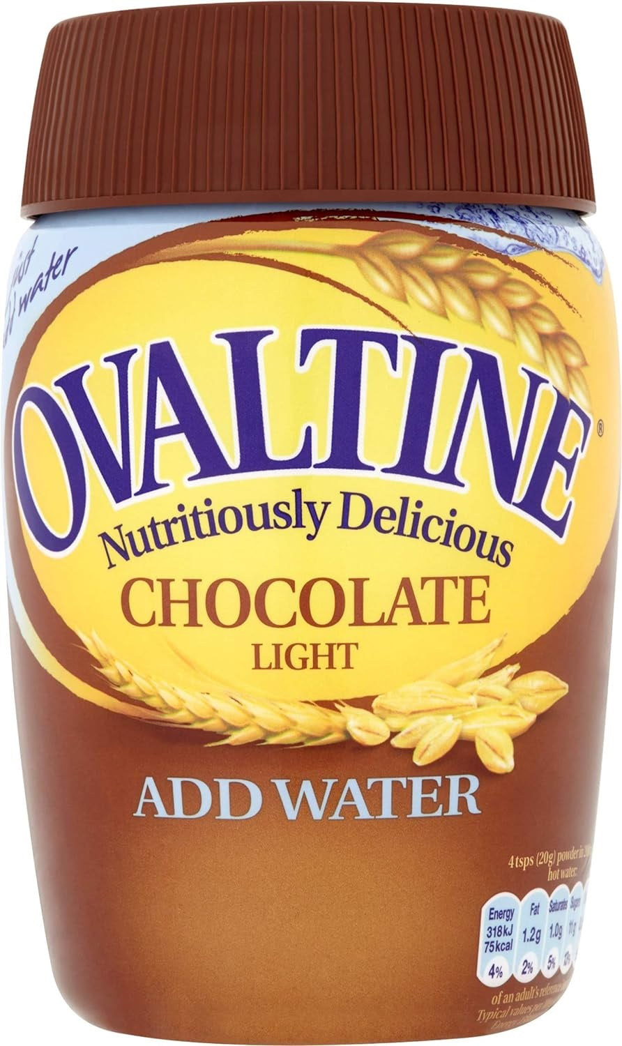 Ovaltine Chocolate Light Add Water Malted Drink – Low Fat Barley Cocoa Instant Drink (300g / 6 × 300g)