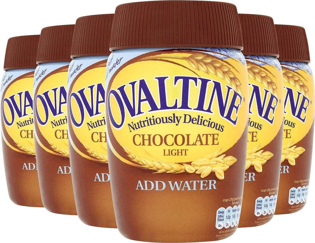 Ovaltine Chocolate Light Add Water Malted Drink – Low Fat Barley Cocoa Instant Drink (300g / 6 × 300g)