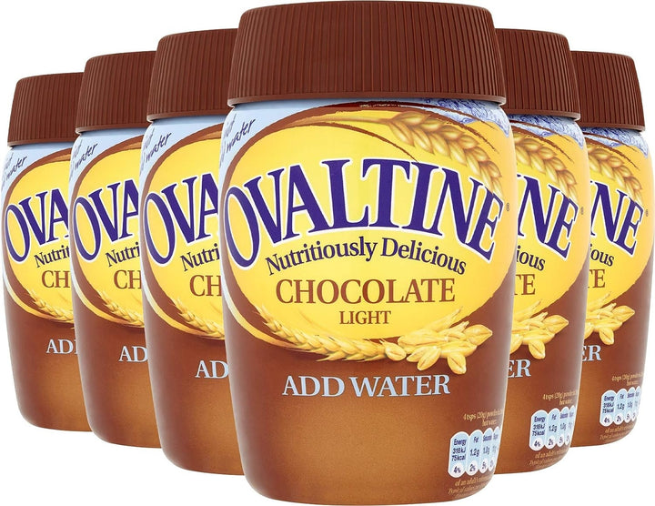 Ovaltine Chocolate Light Add Water Malted Drink – Low Fat Barley Cocoa Instant Drink (300g / 6 × 300g)