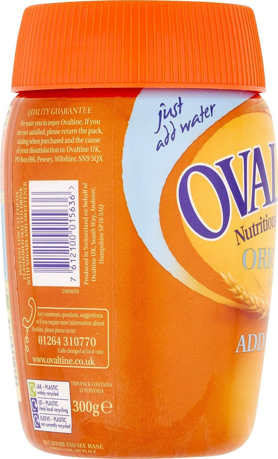 Ovaltine Original Light Add Water Malt Drink | Low Fat Barley Cocoa Instant Drink