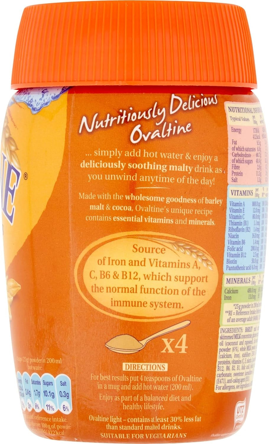 Ovaltine Original Light Add Water Malt Drink | Low Fat Barley Cocoa Instant Drink