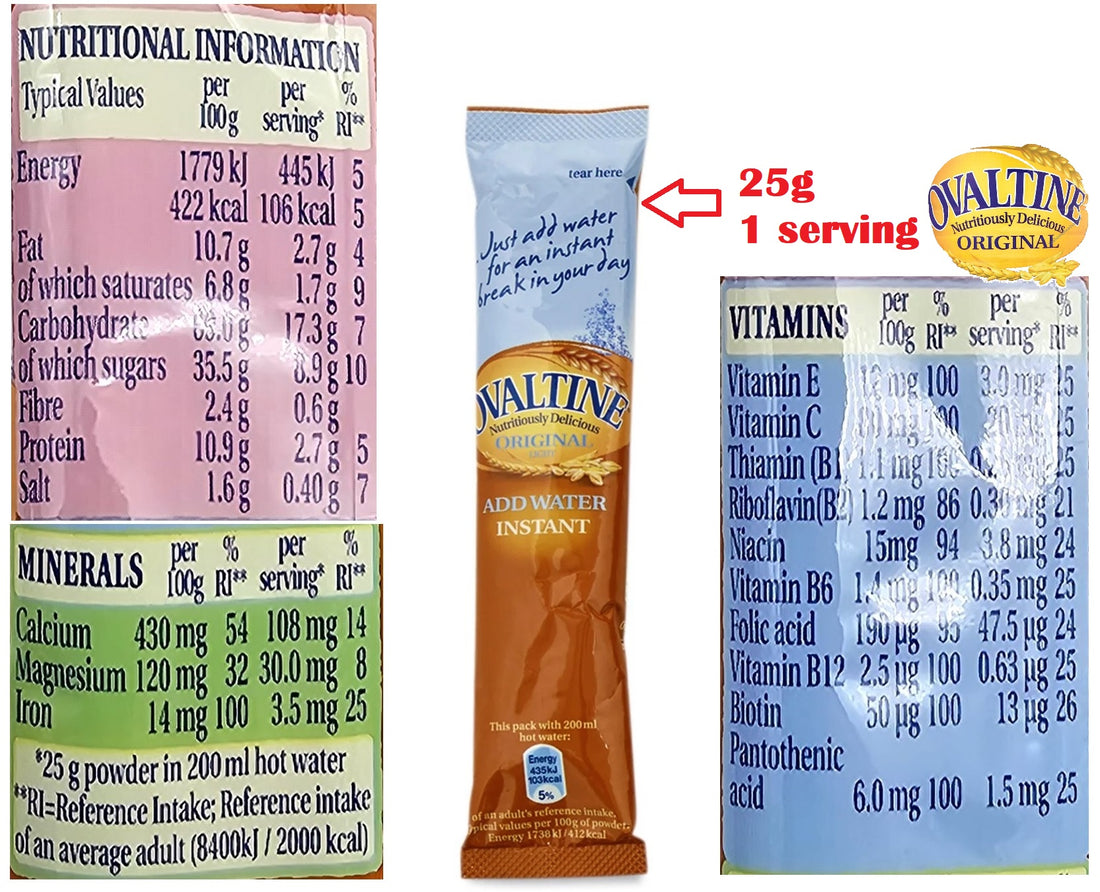 Ovaltine Original Light Instant Malt Drink Sachets – Low Fat Barley Hot Chocolate