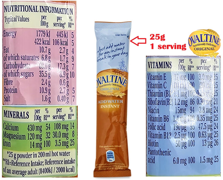 Ovaltine Original Light Instant Malt Drink Sachets – Low Fat Barley Hot Chocolate