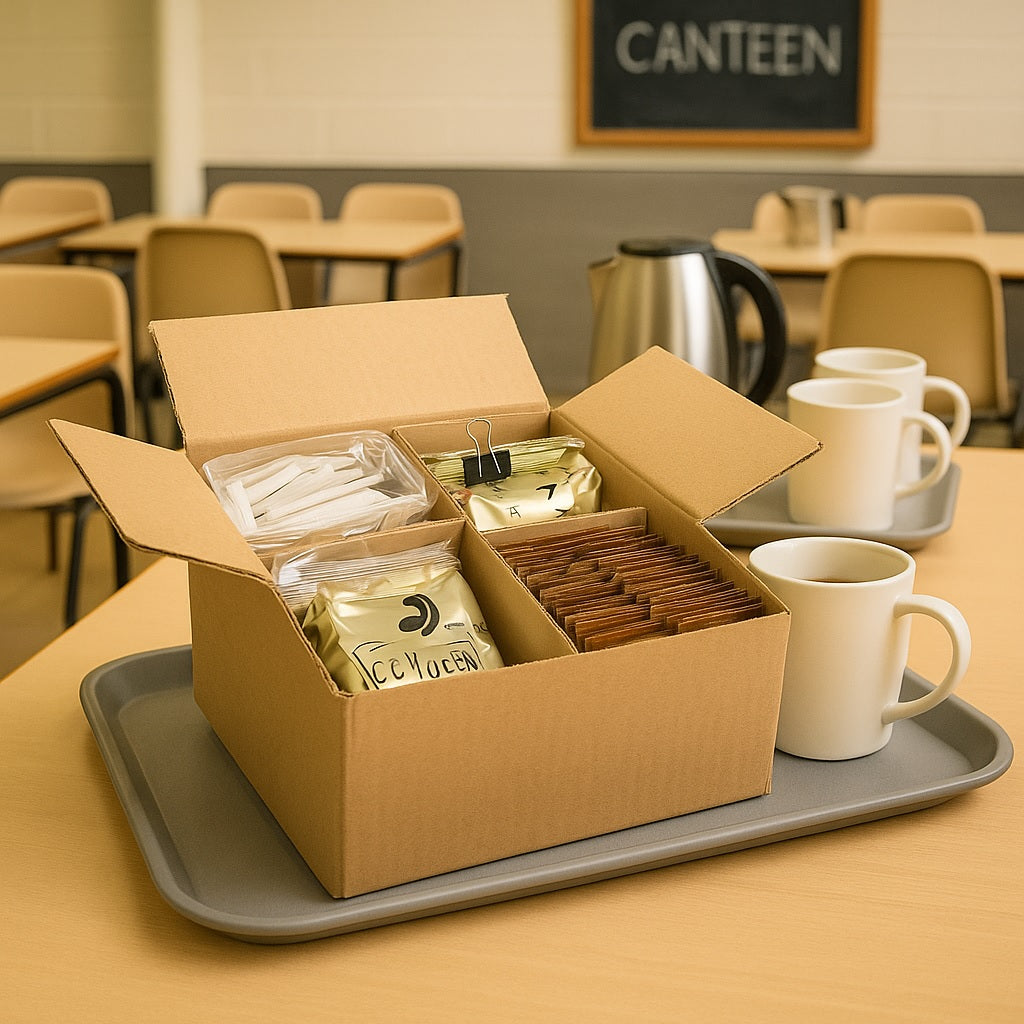 Tea • Coffee • Sugar Sachets Set — 160-Piece Hospitality Divider Box (Coffee, Black Tea, White & Brown Sugar)