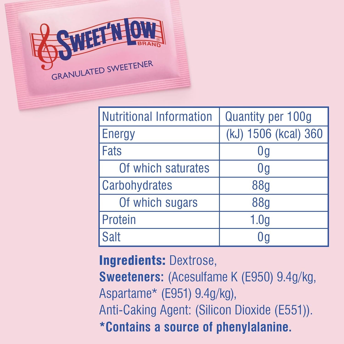 Sweet’ n Low Granulated Sweetener Sachets (Low Calorie, Individually Wrapped)